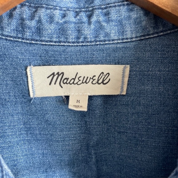 Madewell Denim Waisted Shirtdress in Penview Wash Medium - Picture 4 of 7